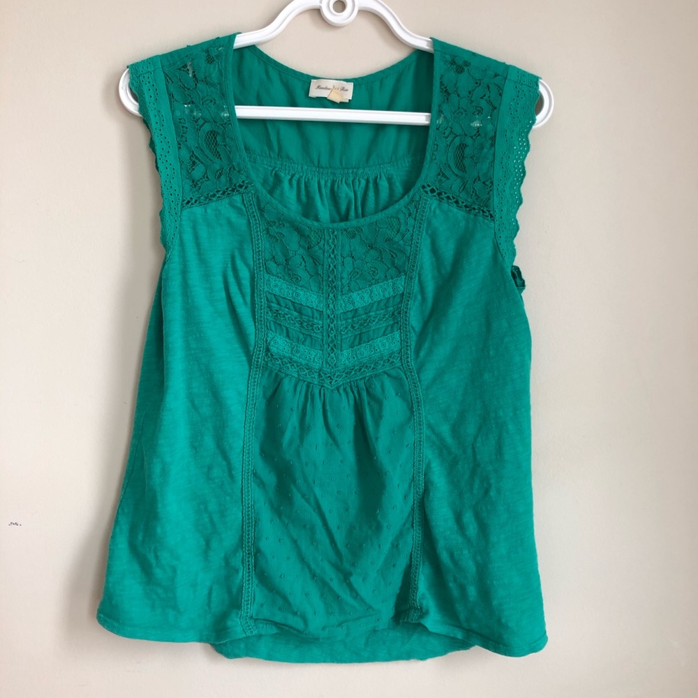 Anthropologie Meadow Rue emerald green top